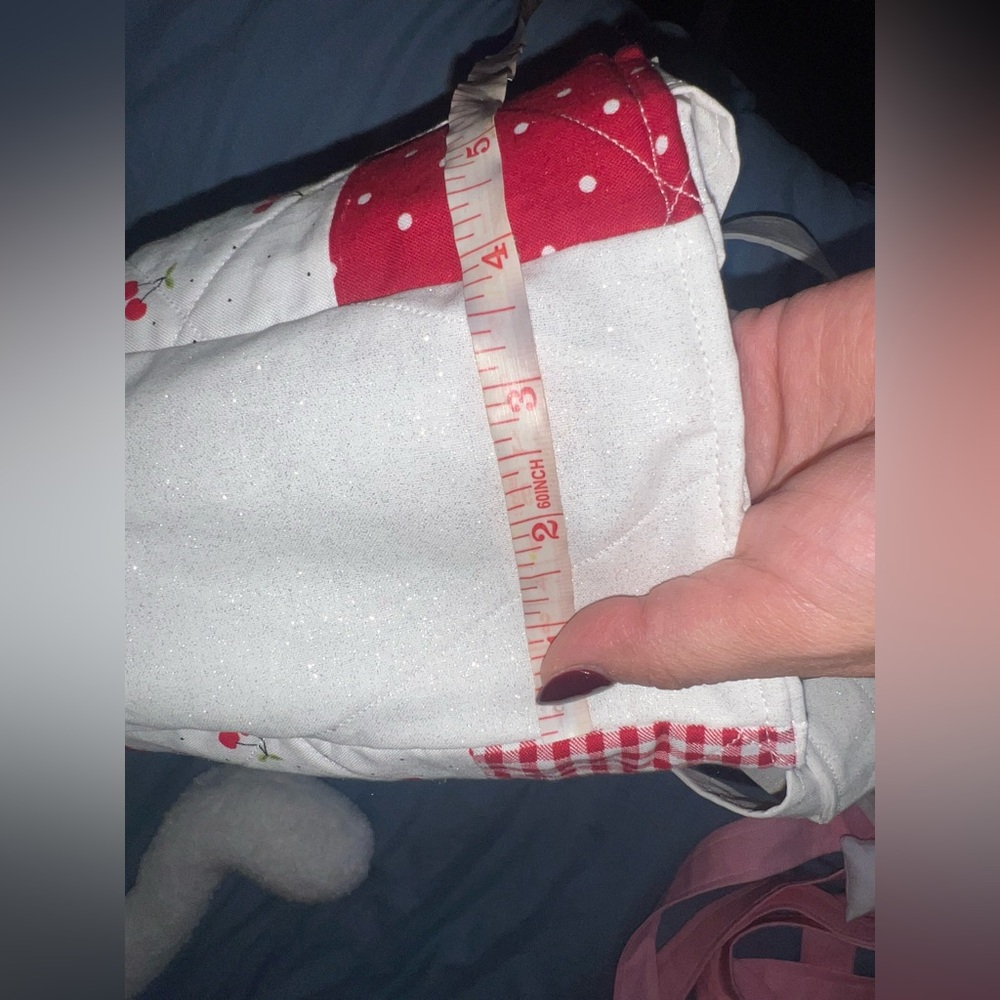 Patchwork Cherry Tote Bag - Red And White - image 6